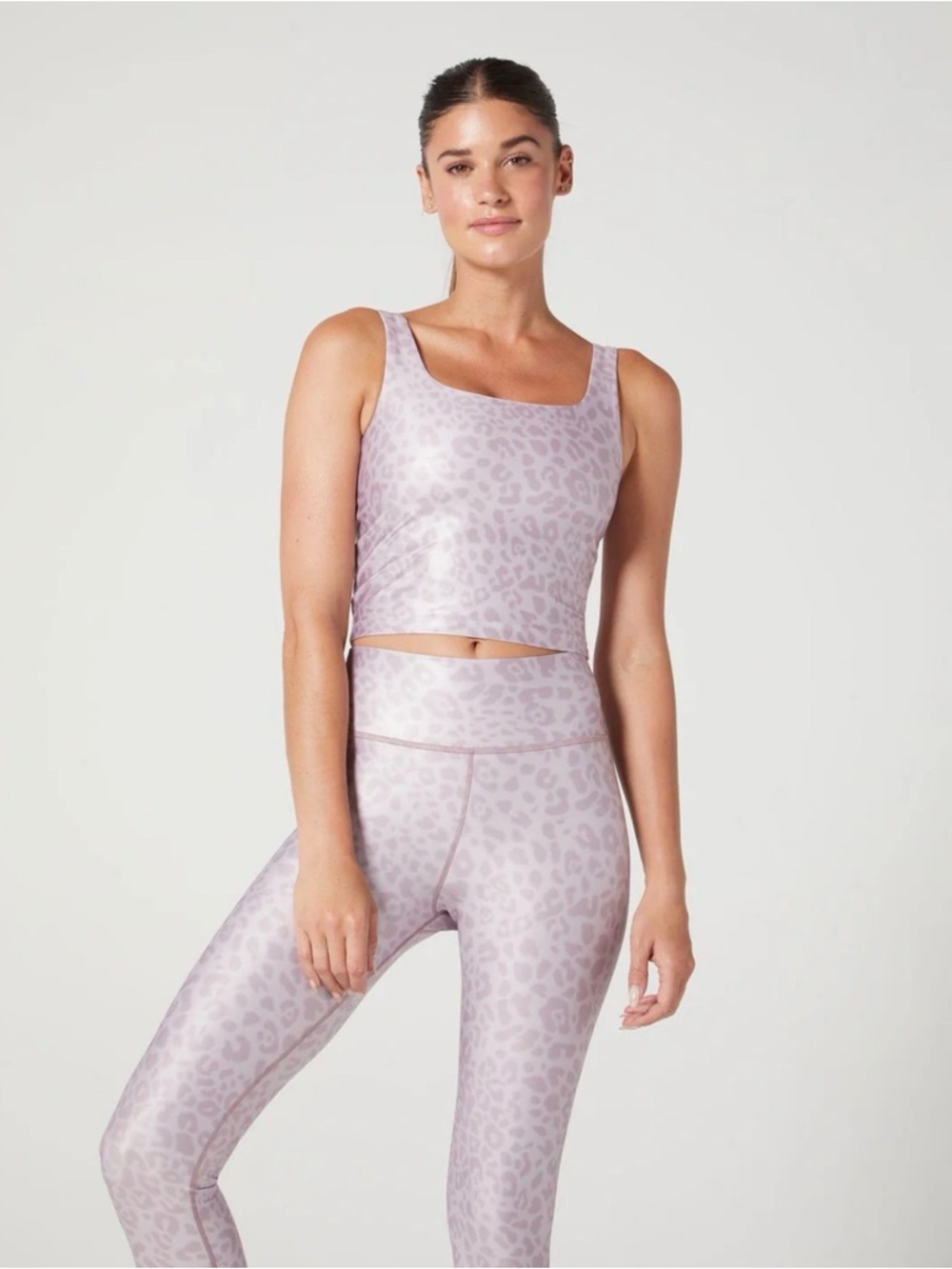 Scoop-Neck Sports Bra - Lilac Leopard